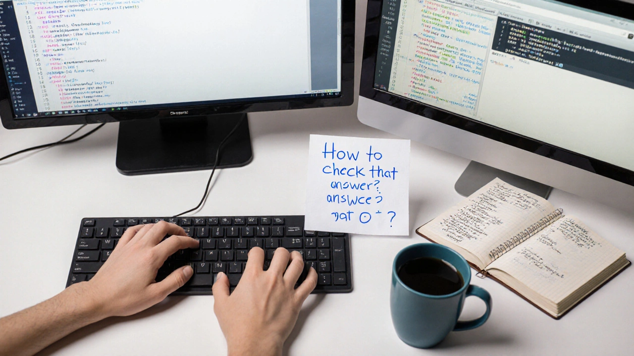 Close-up of a student verifying AI-generated information with critical thinking.