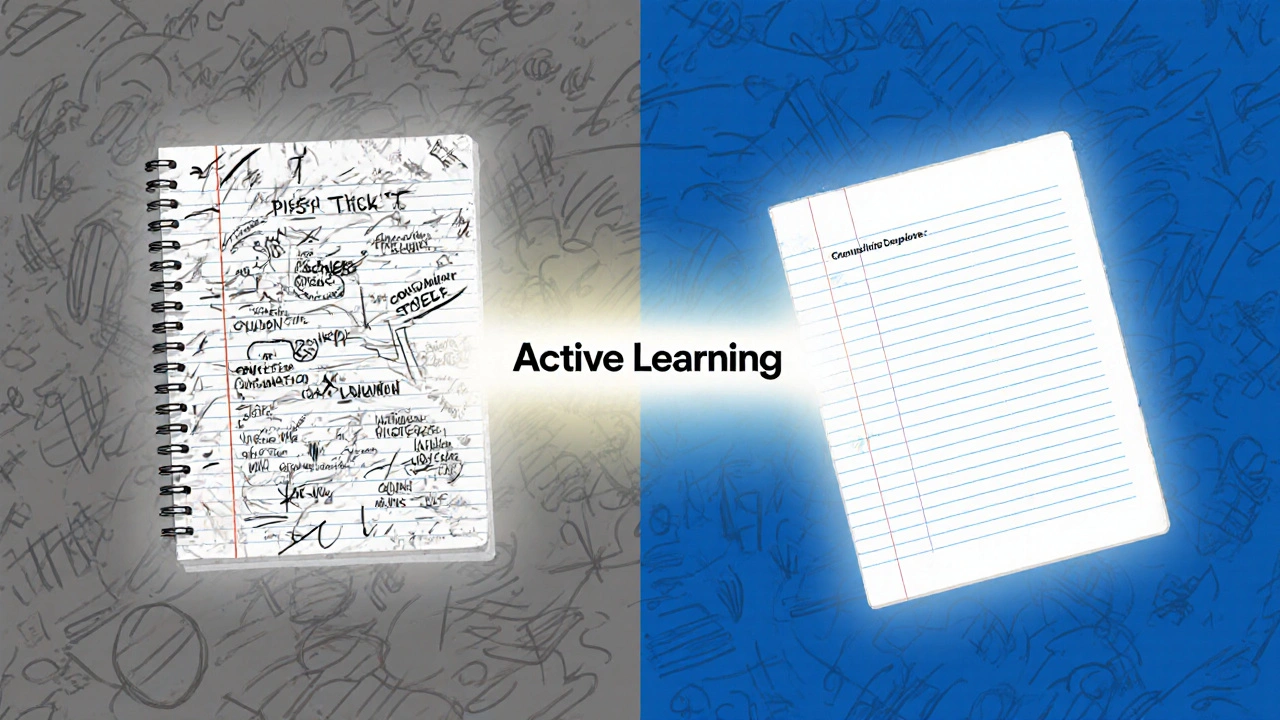 Comparison of messy notes versus organized guided notes with a bridge of light between them.