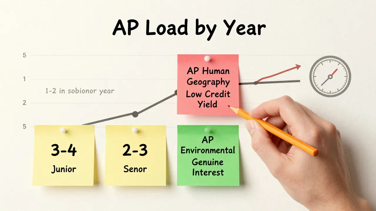 A wall chart showing recommended APs per year, with a replaced low-yield course note.